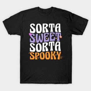 Sorta Sweet Sorta Spooky, Funny Mom Halloween, Flower Pumpkin T-Shirt